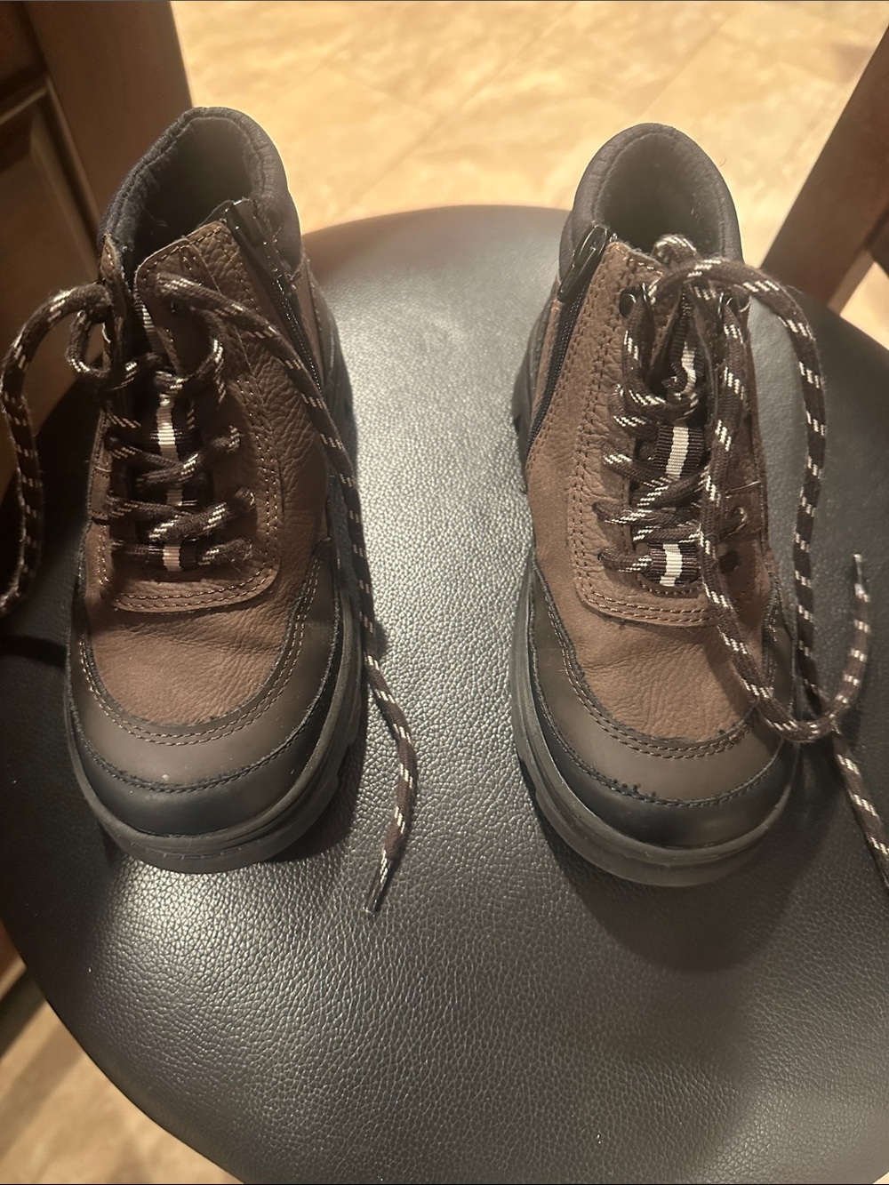 Zara Brown and Black Kids Lace-Up Boots
